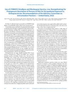MMWR: Monkeypox: Use of JYNNEOS Vac...