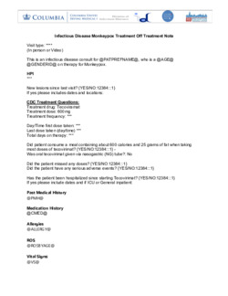 Monkeypox: Final Visit Notes:  Infe...