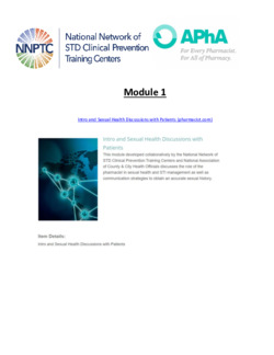 Module 1:Pharmacist Intro and Sexua...
