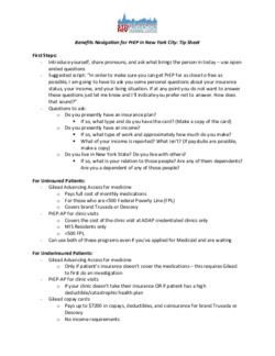 Benefits Navigation for PrEP in NYC...