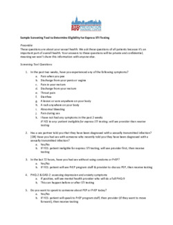 Sample Screening Tool to Determine ...