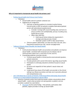 Sexual Health in Primary Care