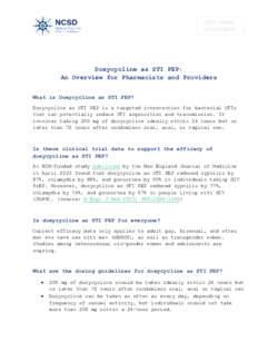 Doxycycline as STI PEP: An Overview...